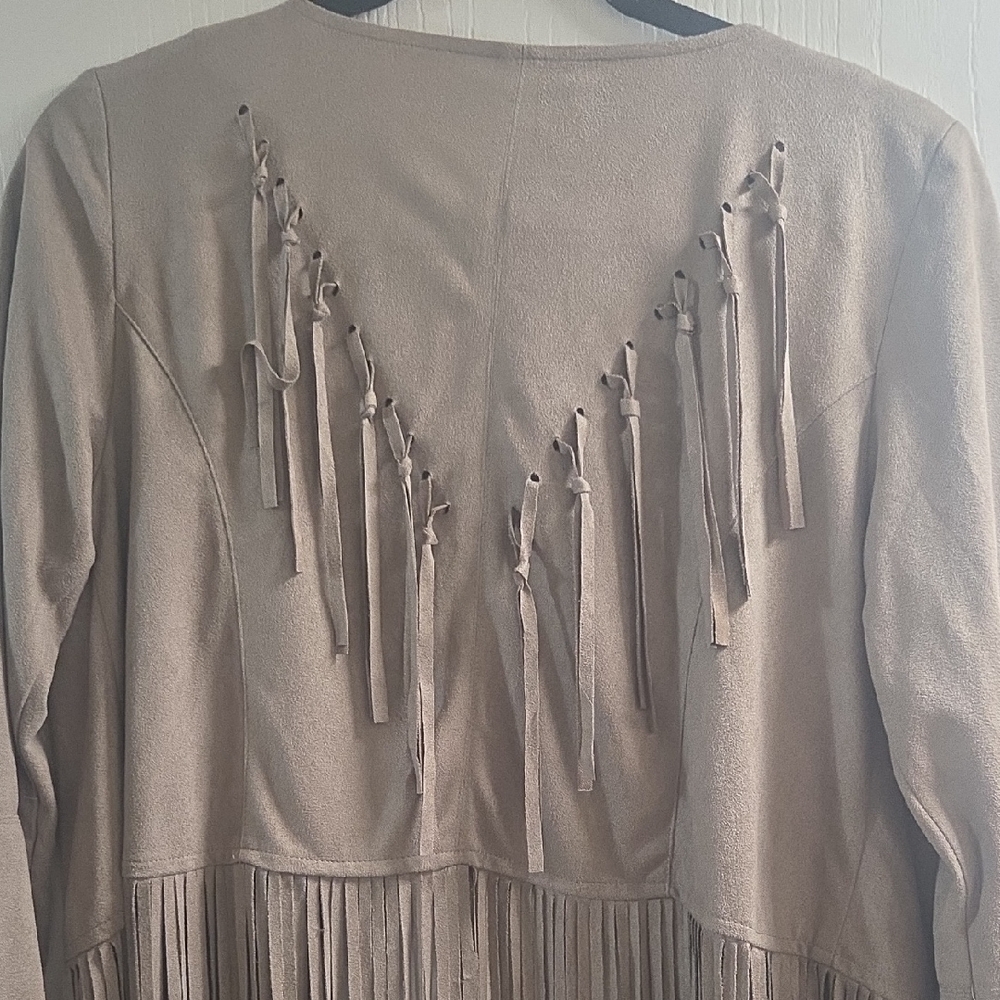 Love Riche Taupe Suede Western Jacket with Fringe